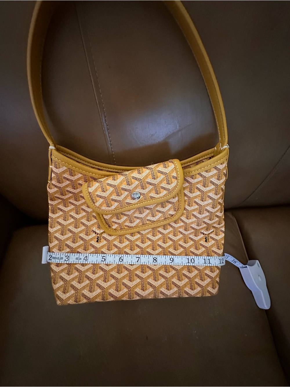 Yellow Patterned Shoulder Bag with Front Flap